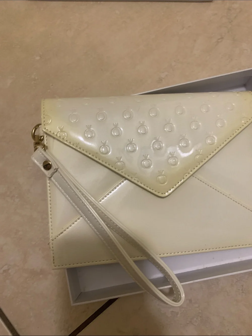 PANDORA Cream Envelope Wristlet Clutch